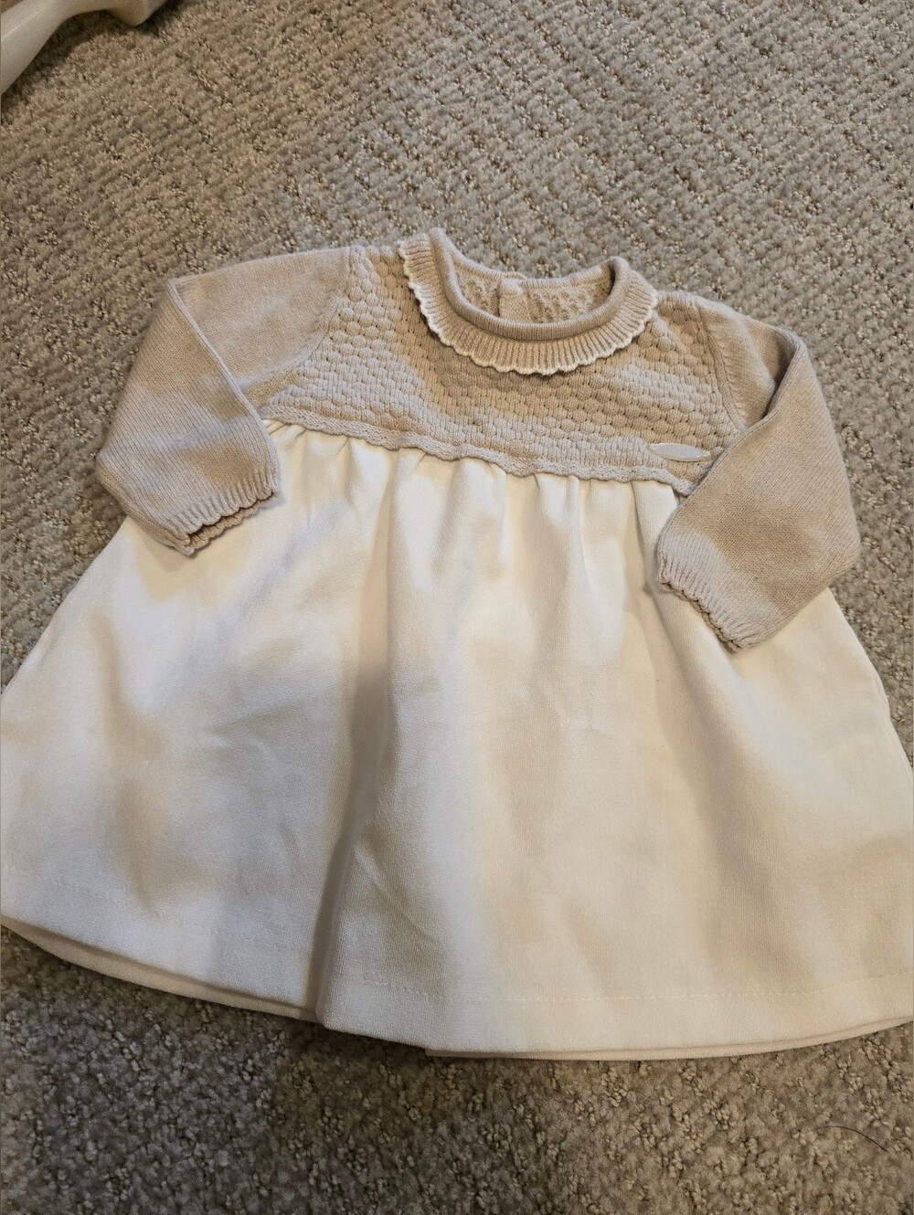 Mayoral Cream & Beige Knit Bodice Baby Dress